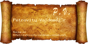 Petrovity Valdemár névjegykártya